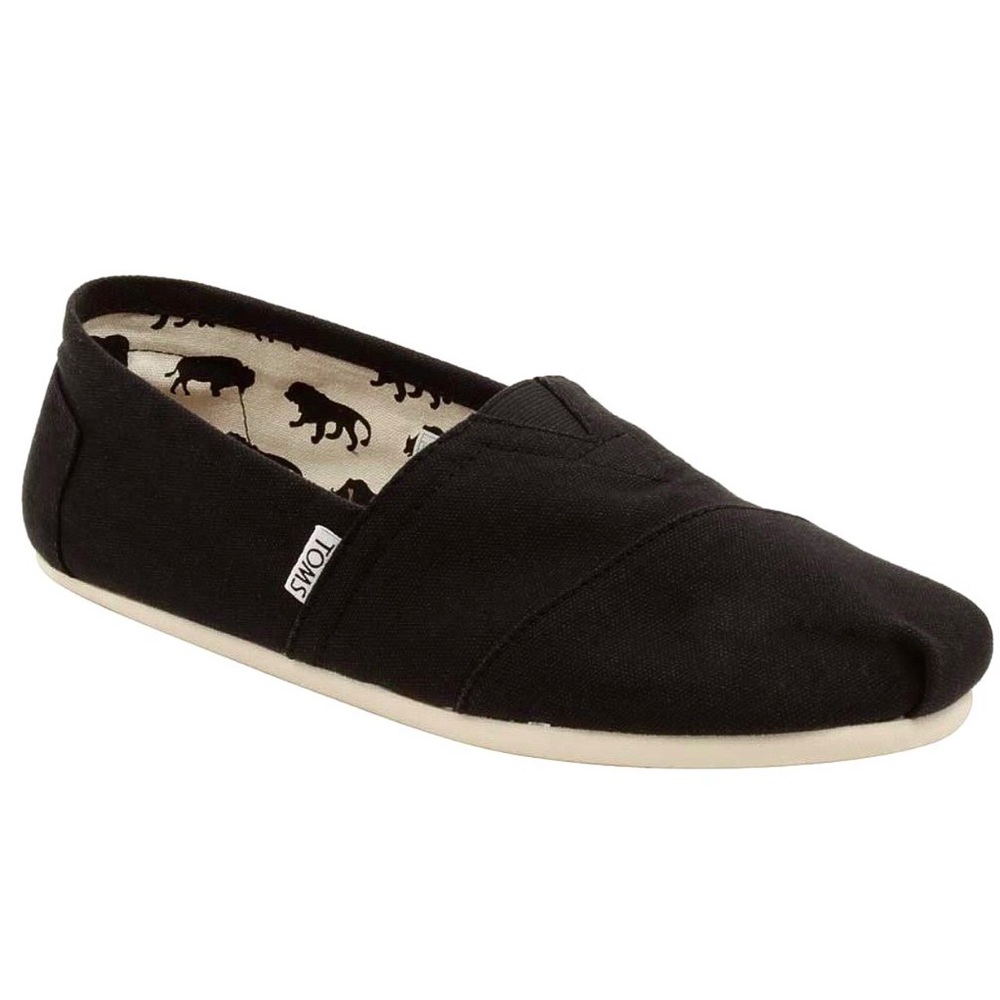 TOMS Black Canvas Women's Classic Slip-on Shoes W6